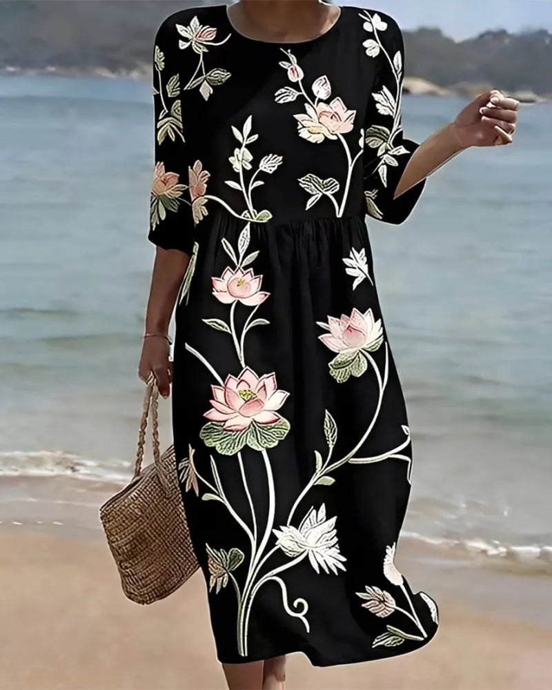 Floral Round Neck Dress