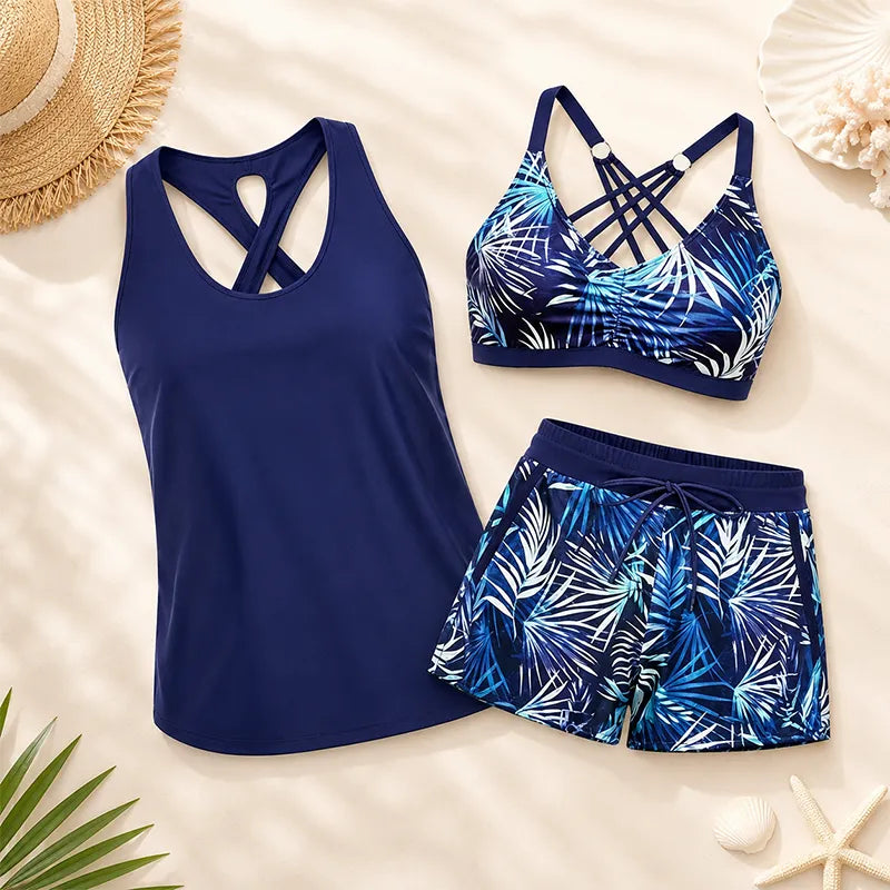 ⏰LAST DAY 49% OFF - 3 Piece Tankini with Shorts 🔥