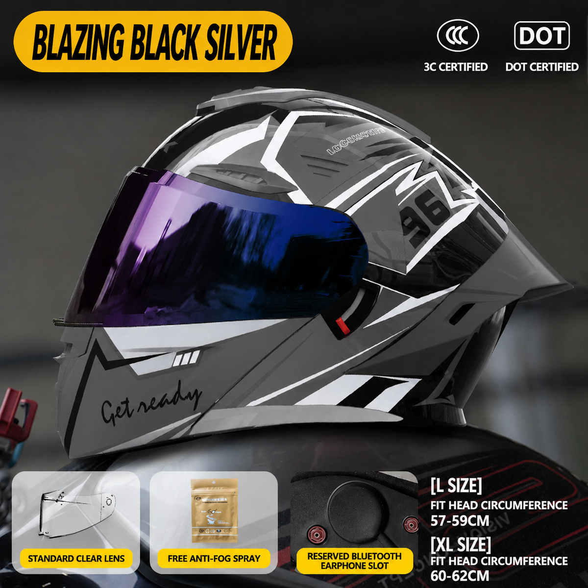 Blazing Flip Up Motorcycle Helmet-H34