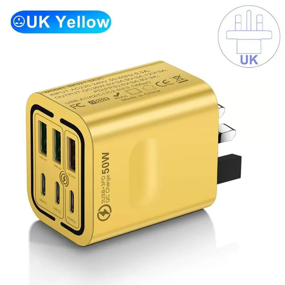 portable multi port charging station 50w 6 port usb c usb a