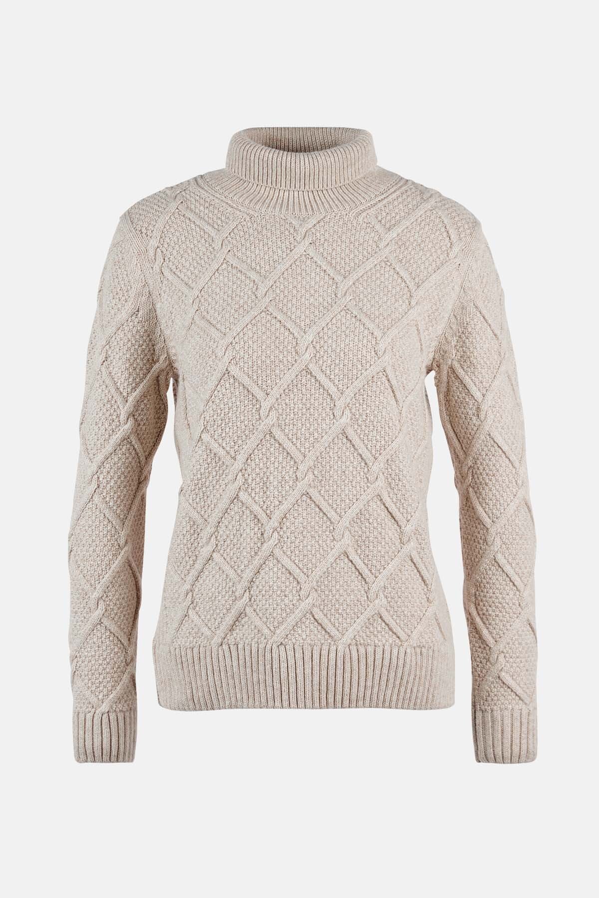 Burne Roll Neck Knit Sweatshirt - OATMEAL