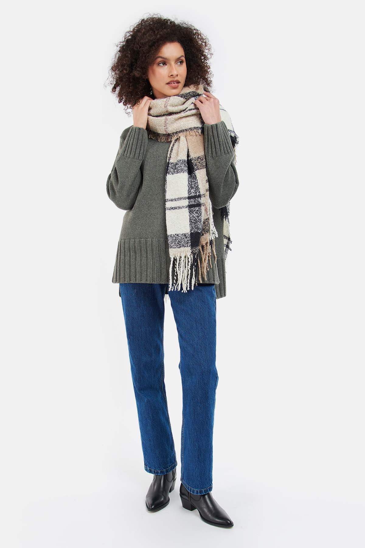 Tartan Boucle Scarf - ROSEWOOD