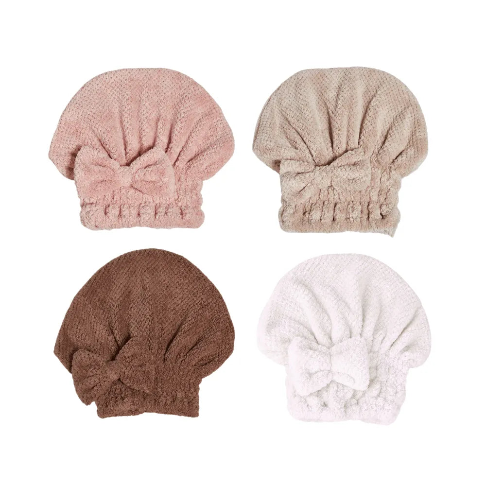 Coral velvet cute bow bath cap