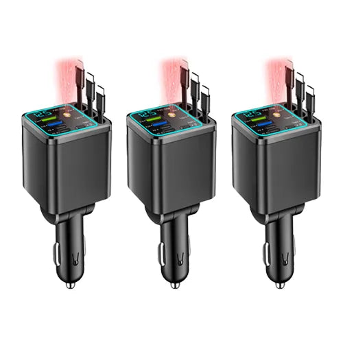 💕7-in-1 Universal Retractable Car Charger with Intelligent Voltage Display and Starry Sky Light