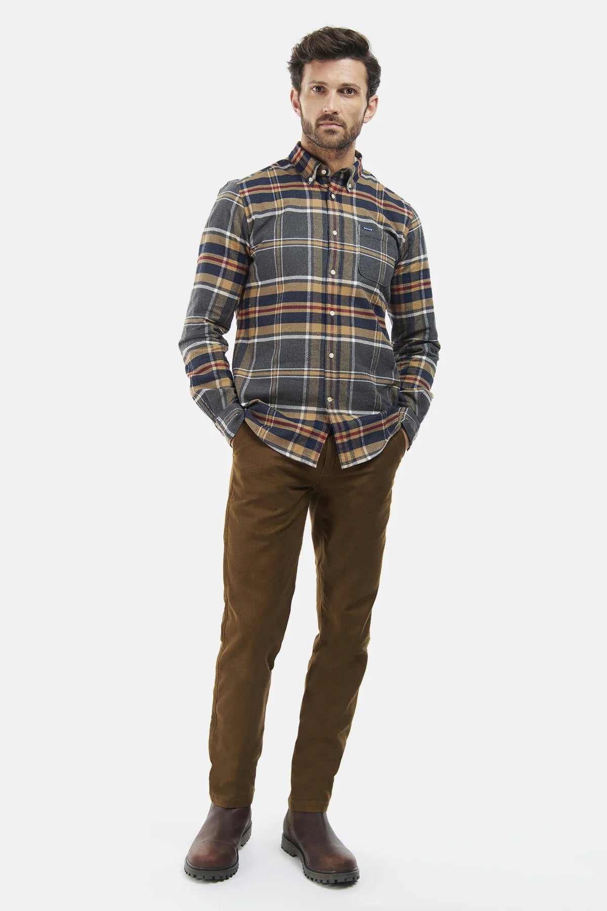 Ronan Check Shirt - GREY MARL