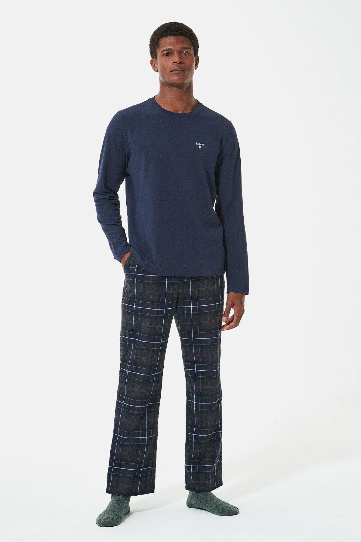 Doug Pyjama Set - BLACK SLATE TARTAN