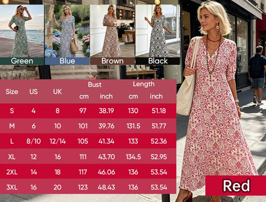 Vintage Floral V-Neck Maxi Dress