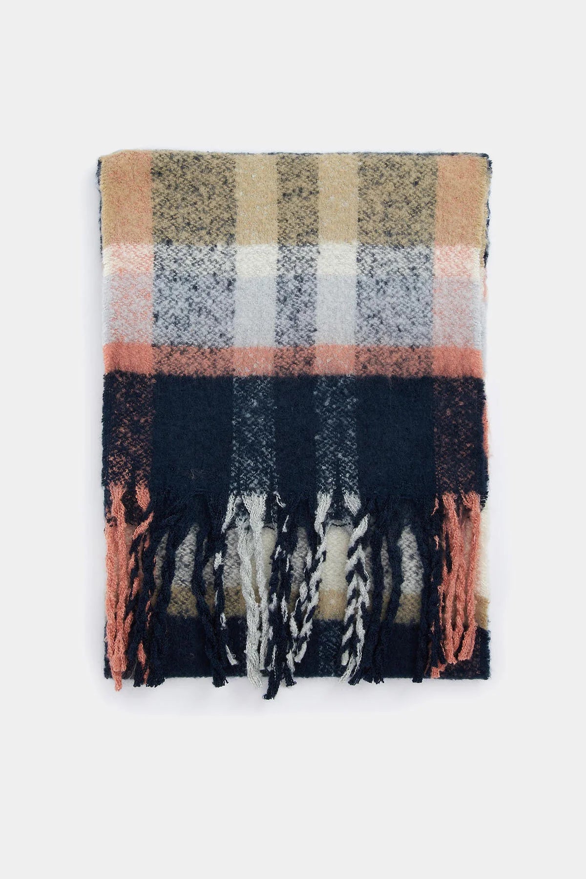 Rawson Check Scarf - NAVY/PINK RUST