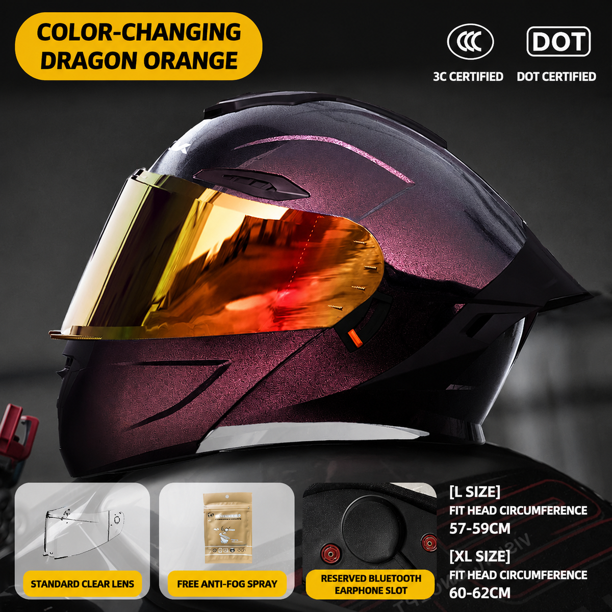 Chameleon Flip Up Motorcycle Helmet-H29