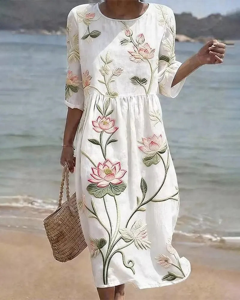 Floral Round Neck Dress