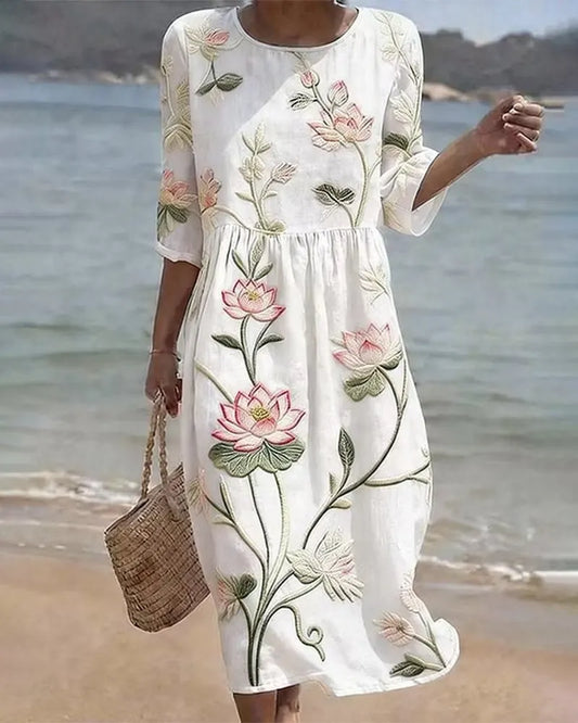 Floral Round Neck Dress