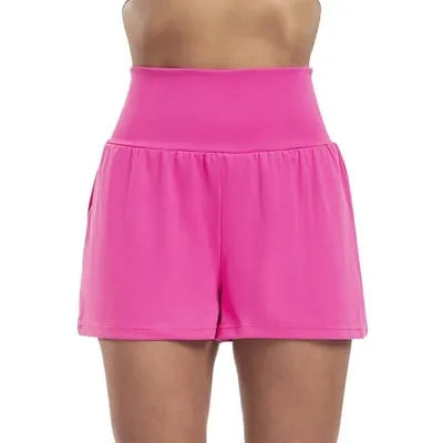 High-Waisted Faux Two-Piece Sports Shorts