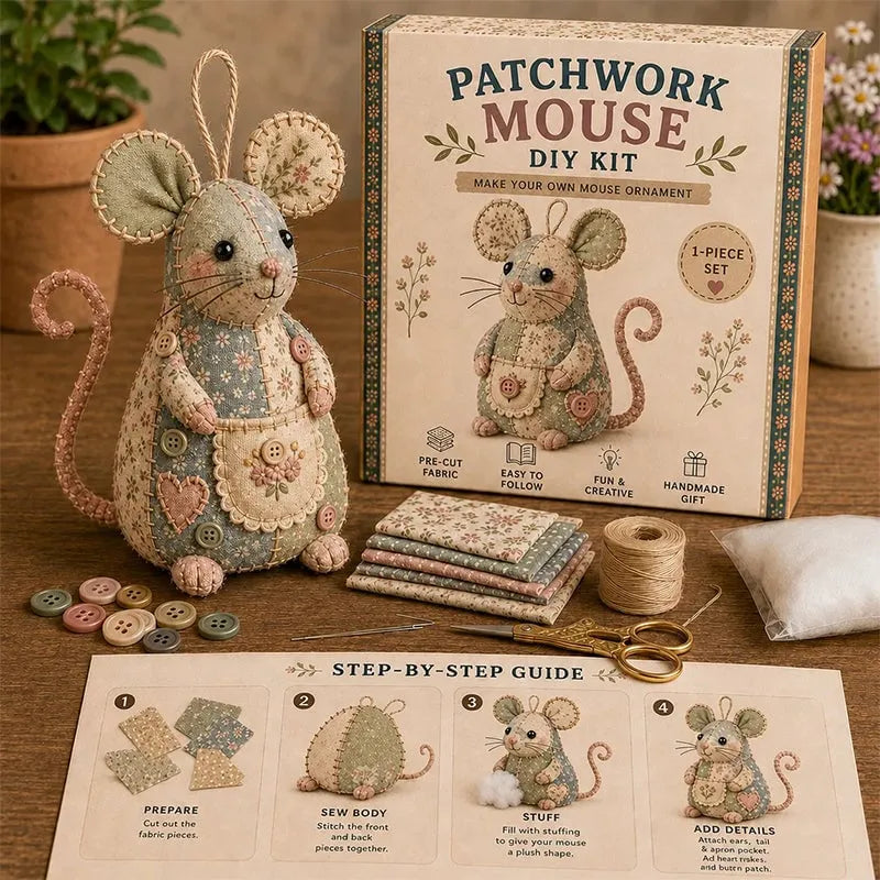 Charming Patchwork Mouse DIY Kit