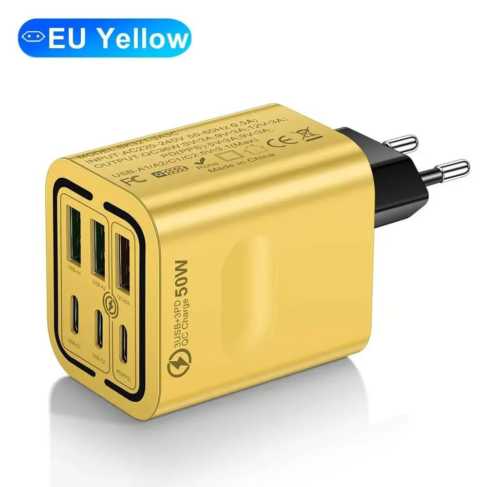 portable multi port charging station 50w 6 port usb c usb a