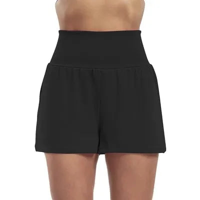 High-Waisted Faux Two-Piece Sports Shorts