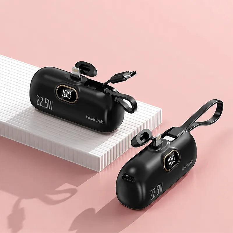 Mini Portable Charger with Built-in Cable