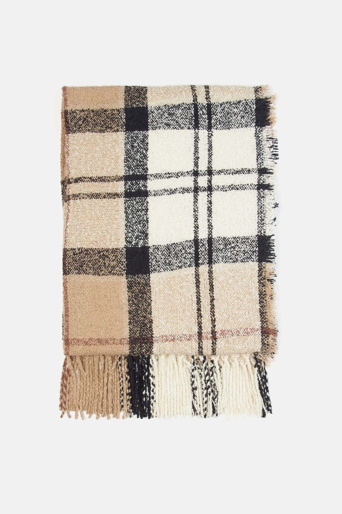 Tartan Boucle Scarf - ROSEWOOD