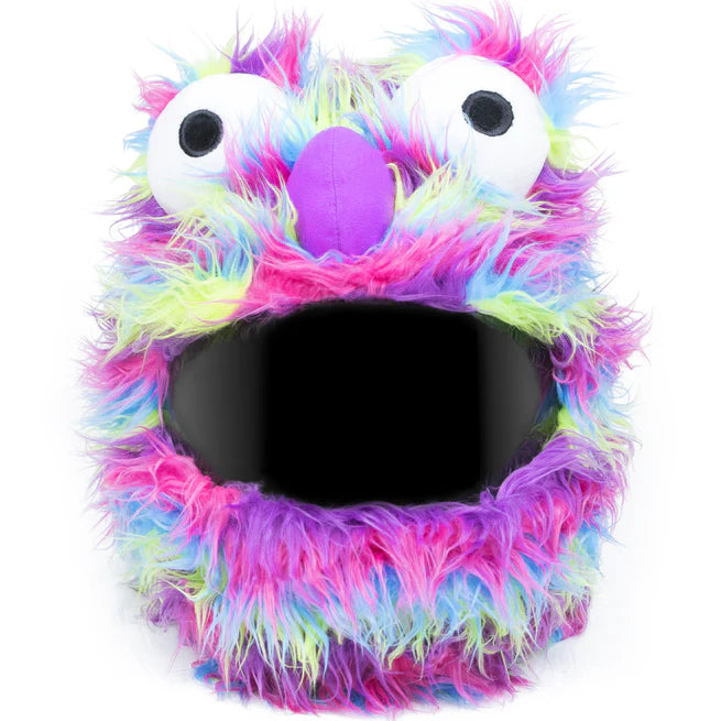 Motorcycle Helmet Cover - Rainbow Long Fur