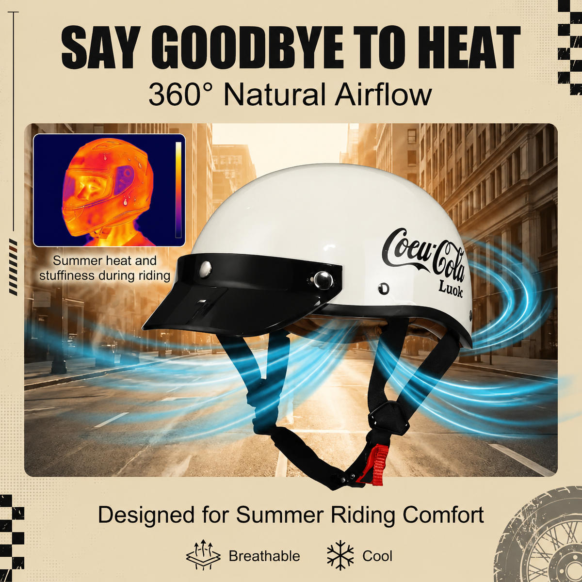 Retro half-helmet, summer travel gear-H50