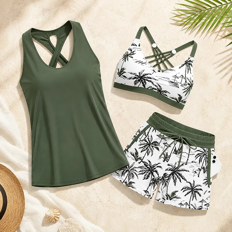 ⏰LAST DAY 49% OFF - 3 Piece Tankini with Shorts 🔥
