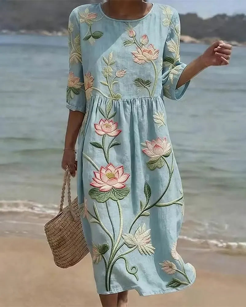 Floral Round Neck Dress