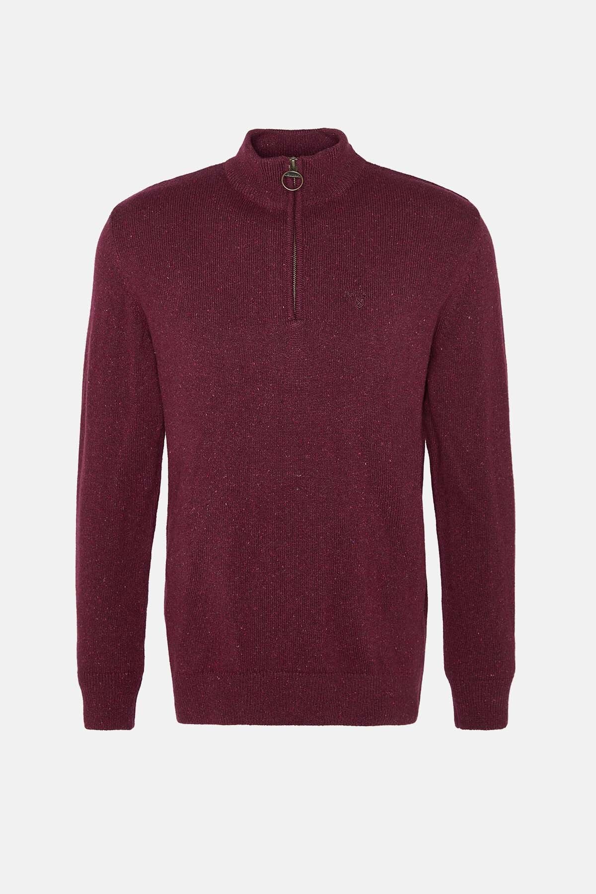 Essential Tisbury Half Zip Knitted Jumper - RUBY