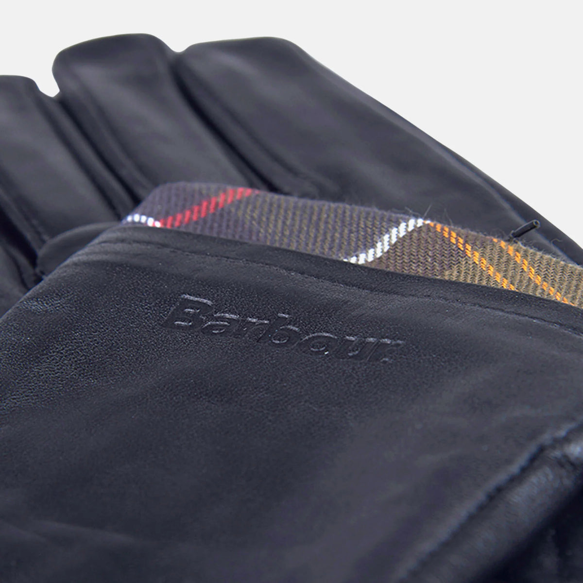 Leather Gloves with Tartan Trim - BLACK/CLASSIC