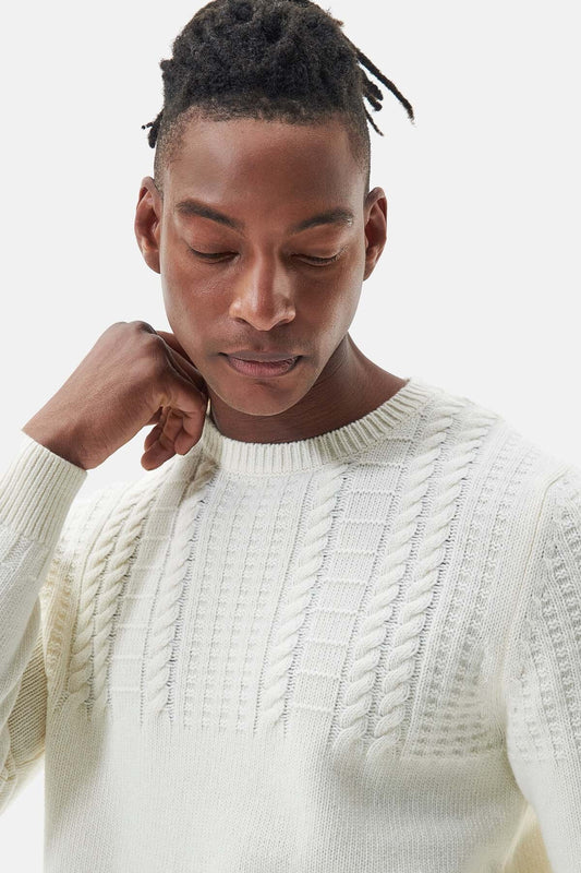 Foremast Knitted Crew Neck Jumper - WHISPER WHITE