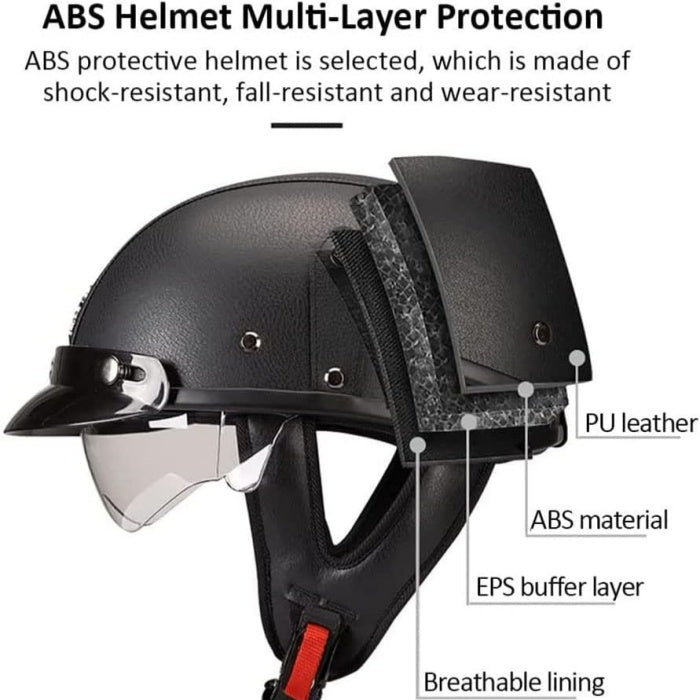 Japanese-Style Retro Summer Half Helmet –Dark Brown- H16