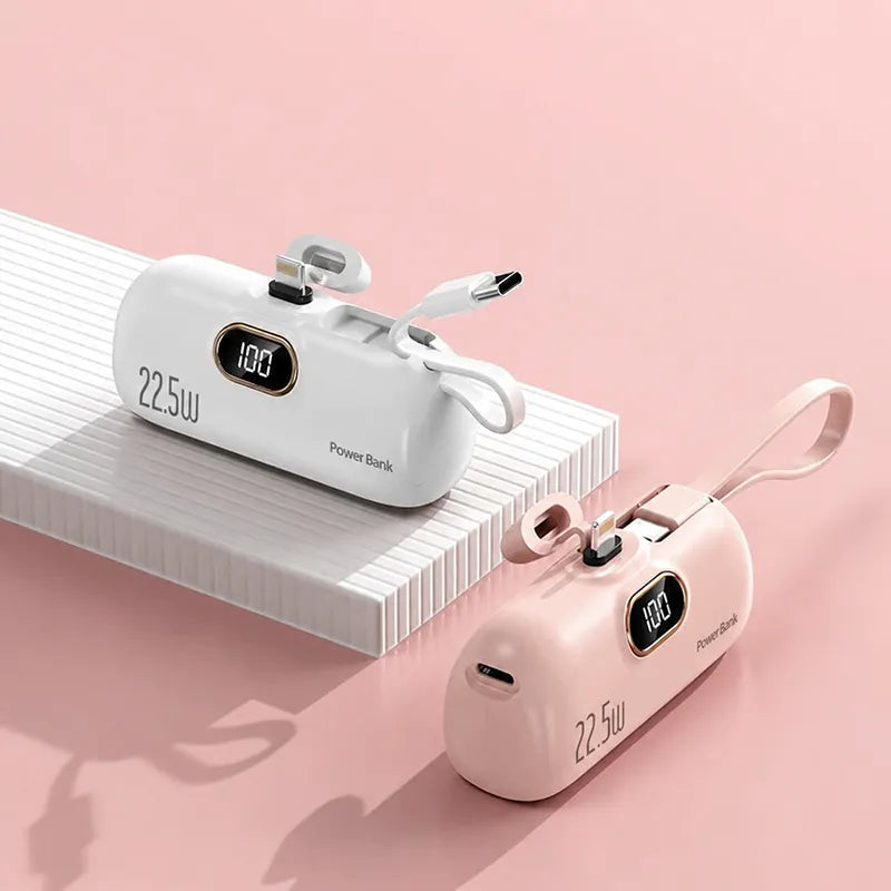 Mini Portable Charger with Built-in Cable