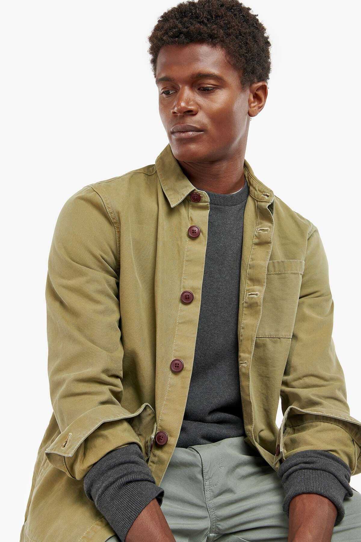 Washed Cotton Overshirt - BLEACHED OLIVE