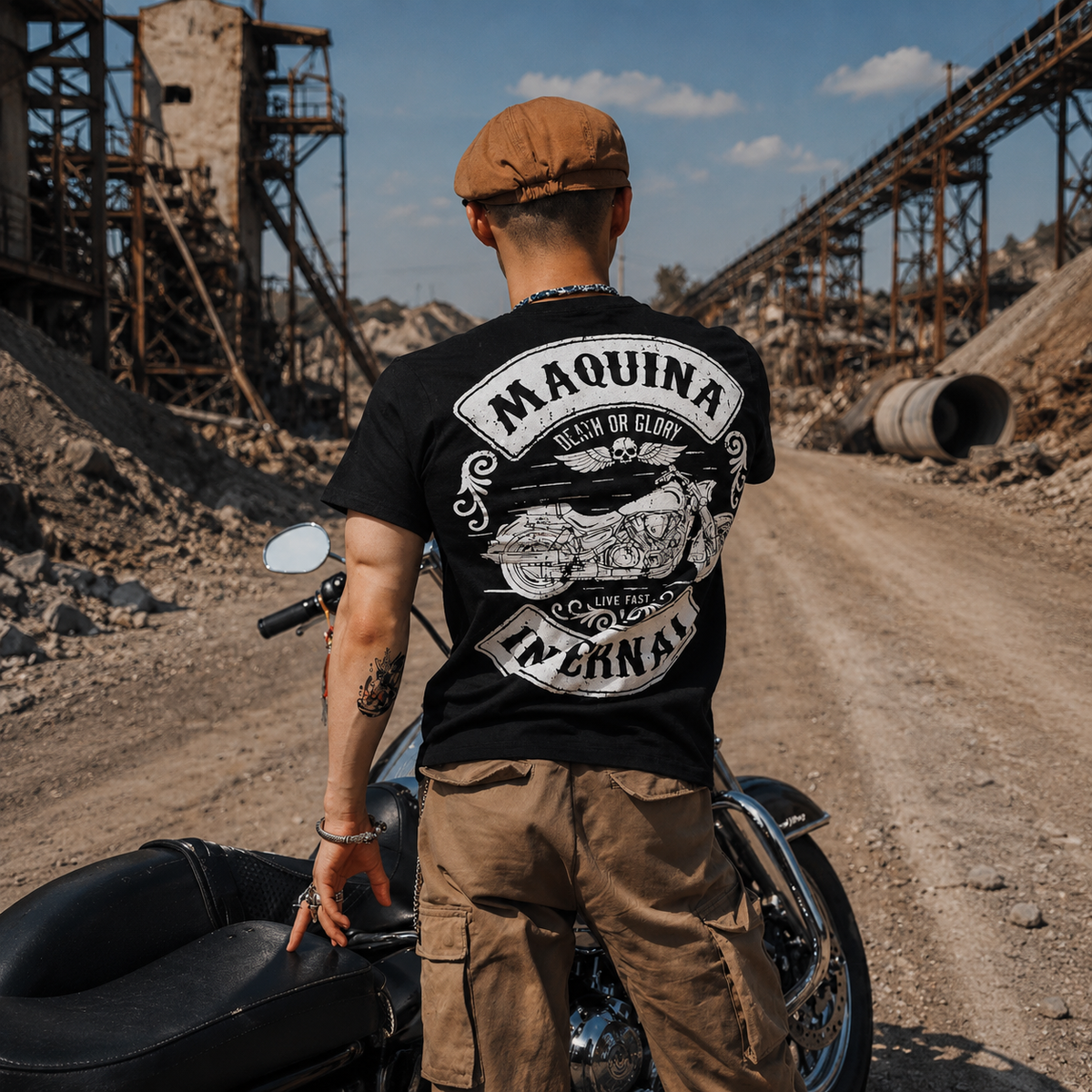 Men's Pure Cotton Vintage Biker Graphic T-Shirt - T03