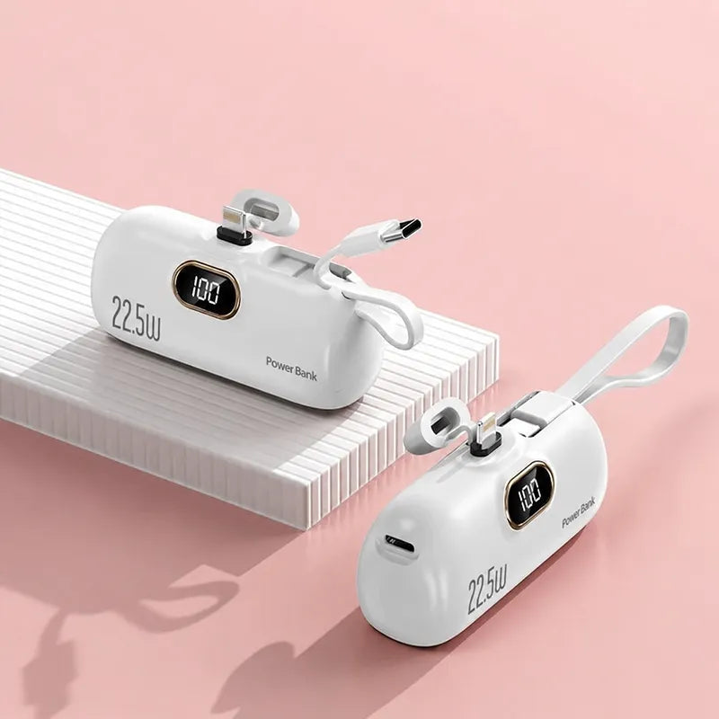 Mini Portable Charger with Built-in Cable