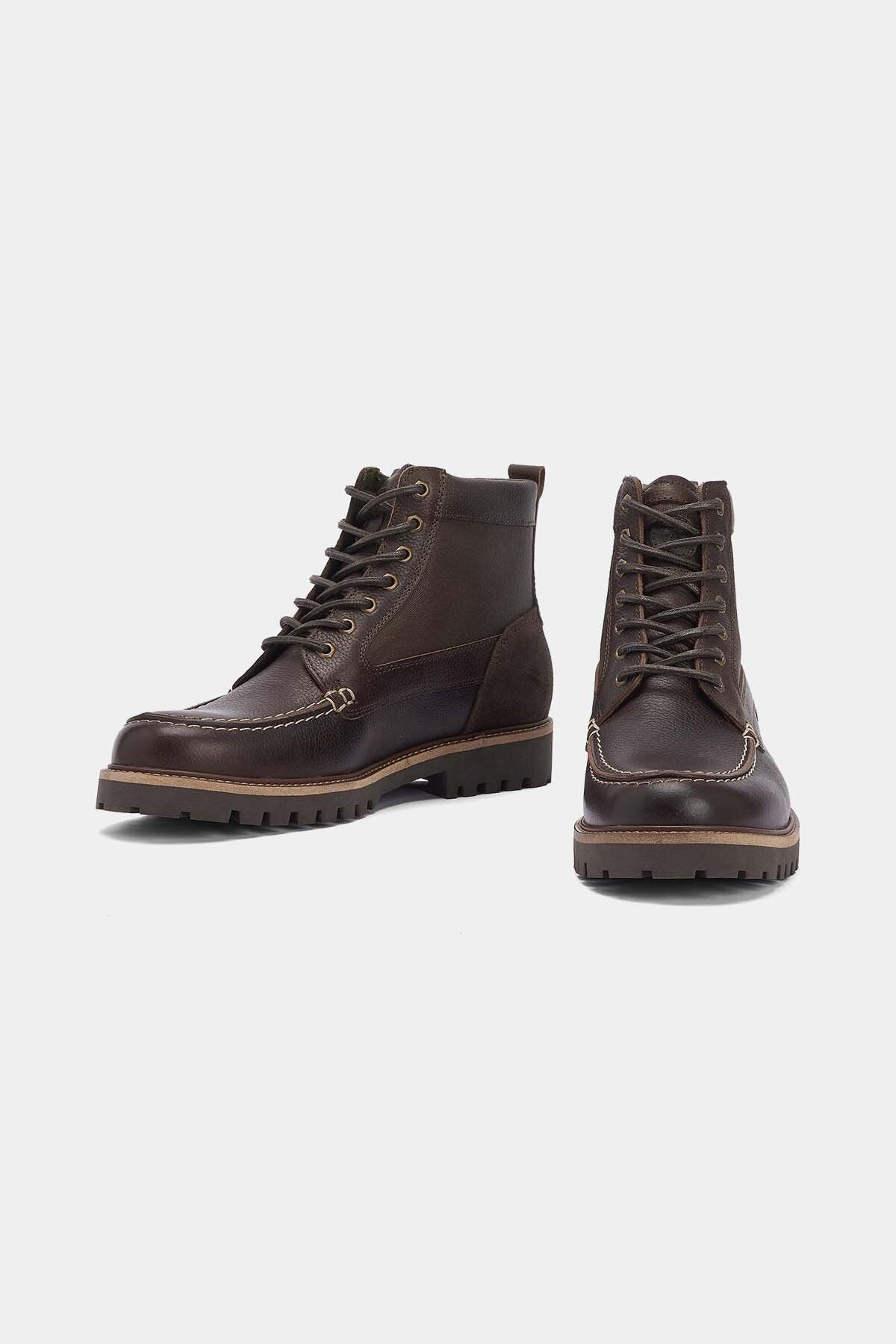 Sheene Moc Toe Derby Boots - BROWN