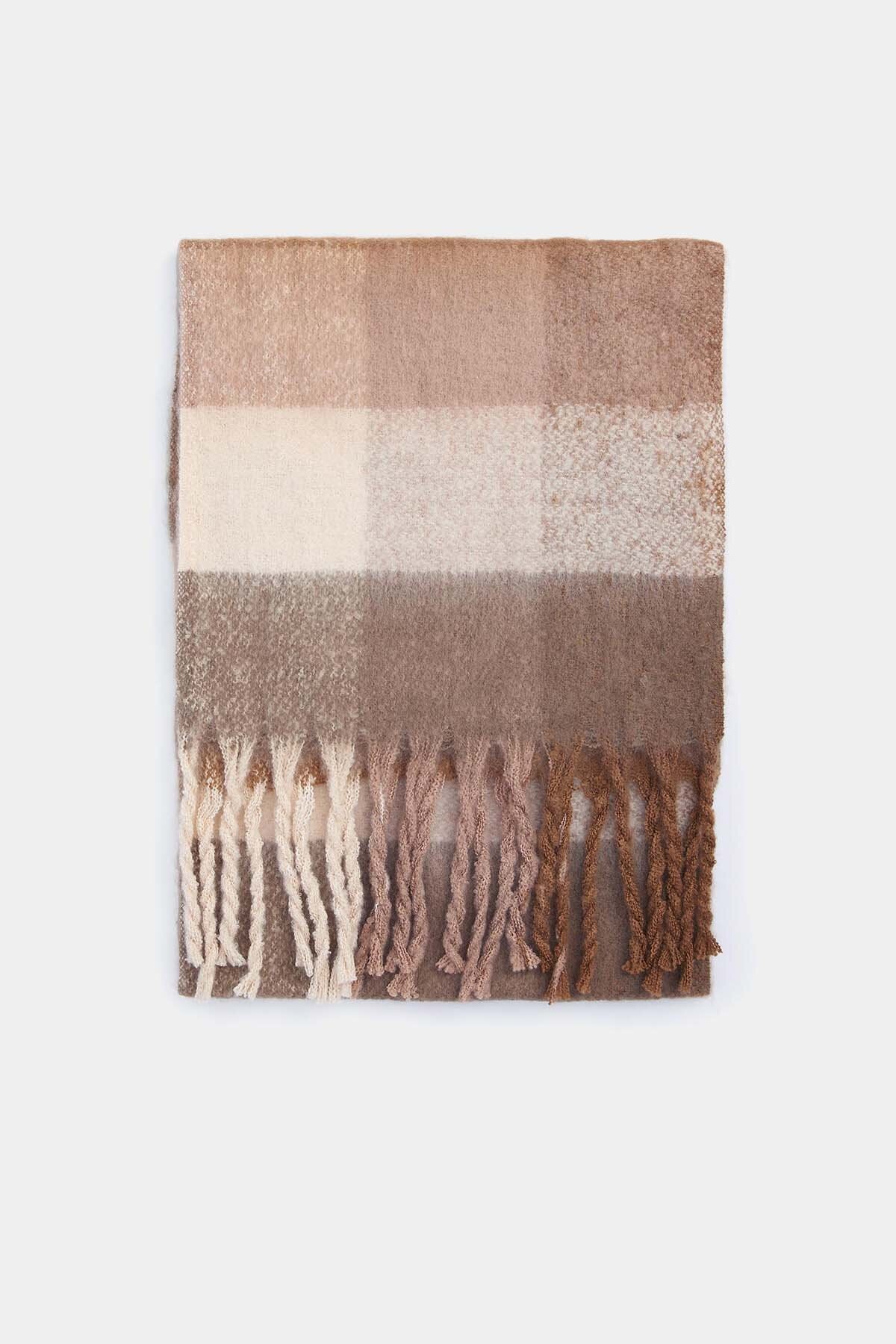 Marie Check Scarf - CAMEL