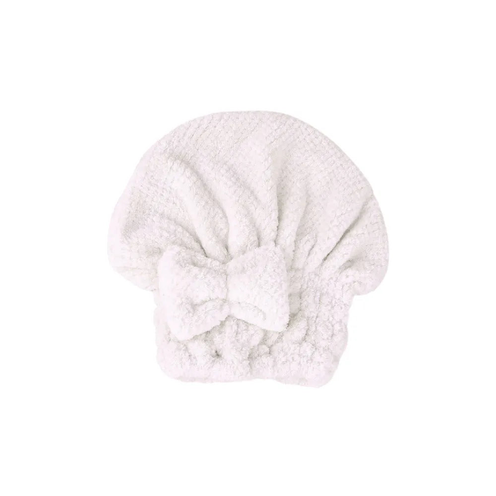 Coral velvet cute bow bath cap