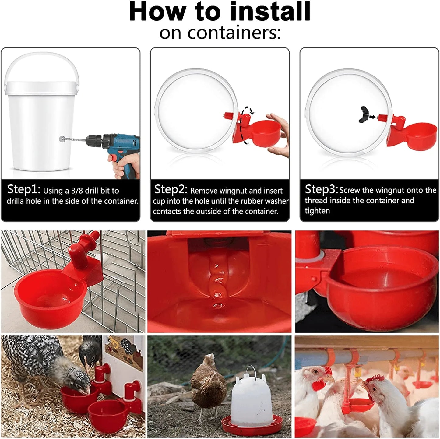6PCS/SET Automatic Poultry Drinking Bowl
