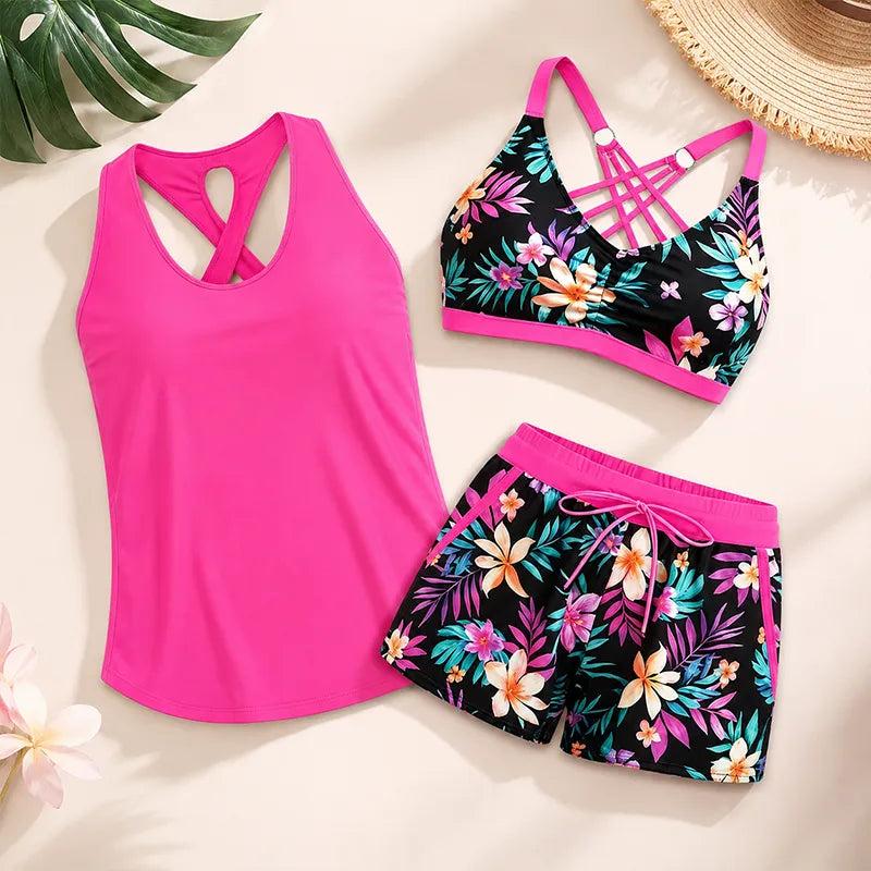 ⏰LAST DAY 49% OFF - 3 Piece Tankini with Shorts 🔥