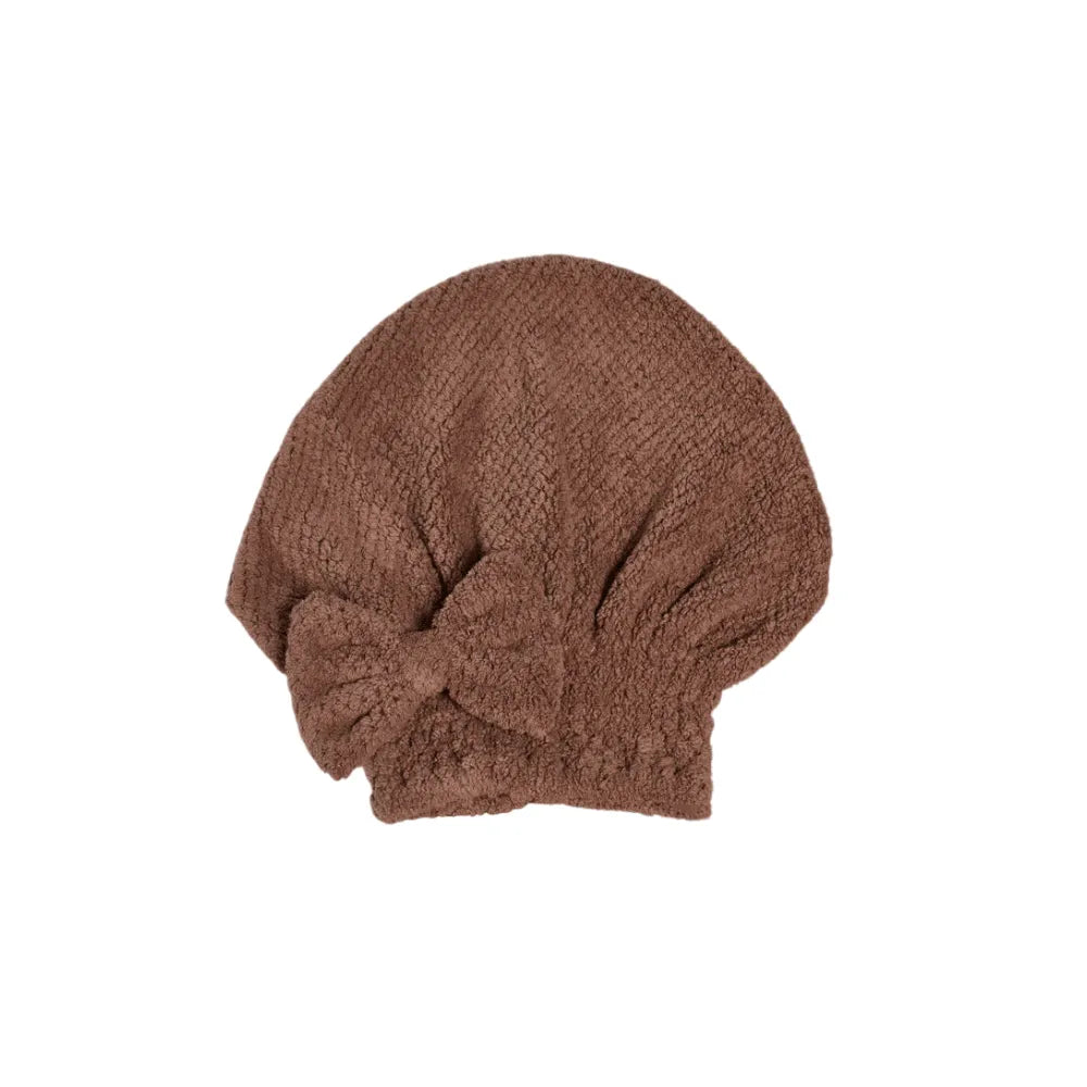 Coral velvet cute bow bath cap