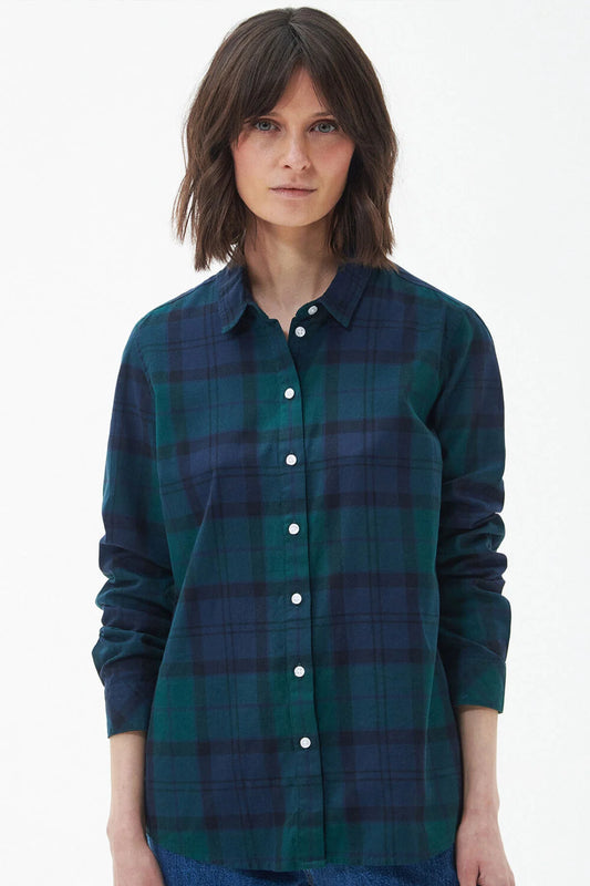 Bredon Shirt - BLACK/SAGE TARTAN