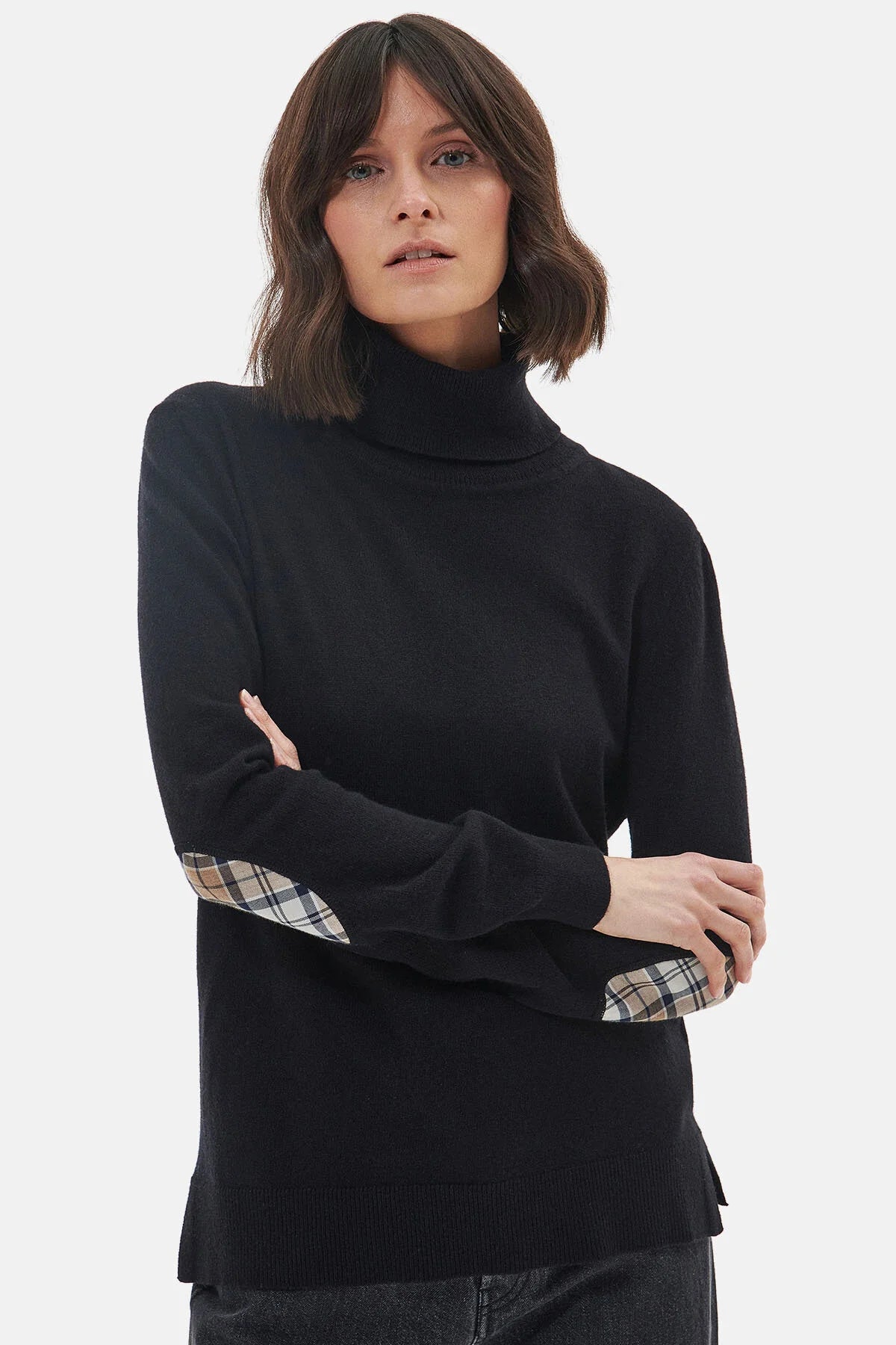 Pendle Roll-Neck Sweatshirt - BLACK/FAWN