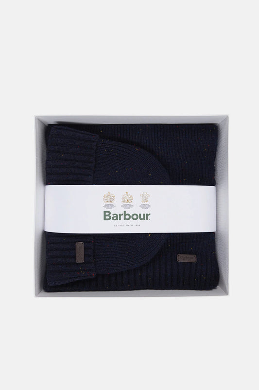 Carlton Fleck Beanie & Scarf Gift Set - NAVY