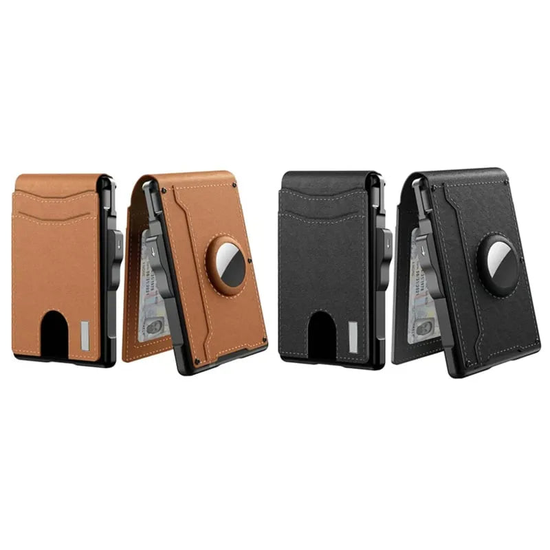 Men's Business Style Pu Leather Card Slots for AirTag