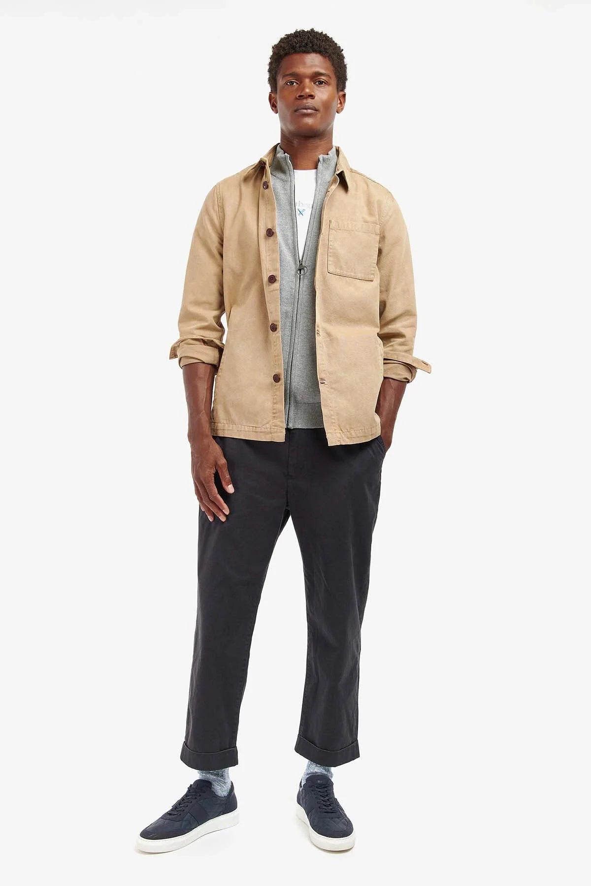 Washed Cotton Overshirt - WASHED STONE