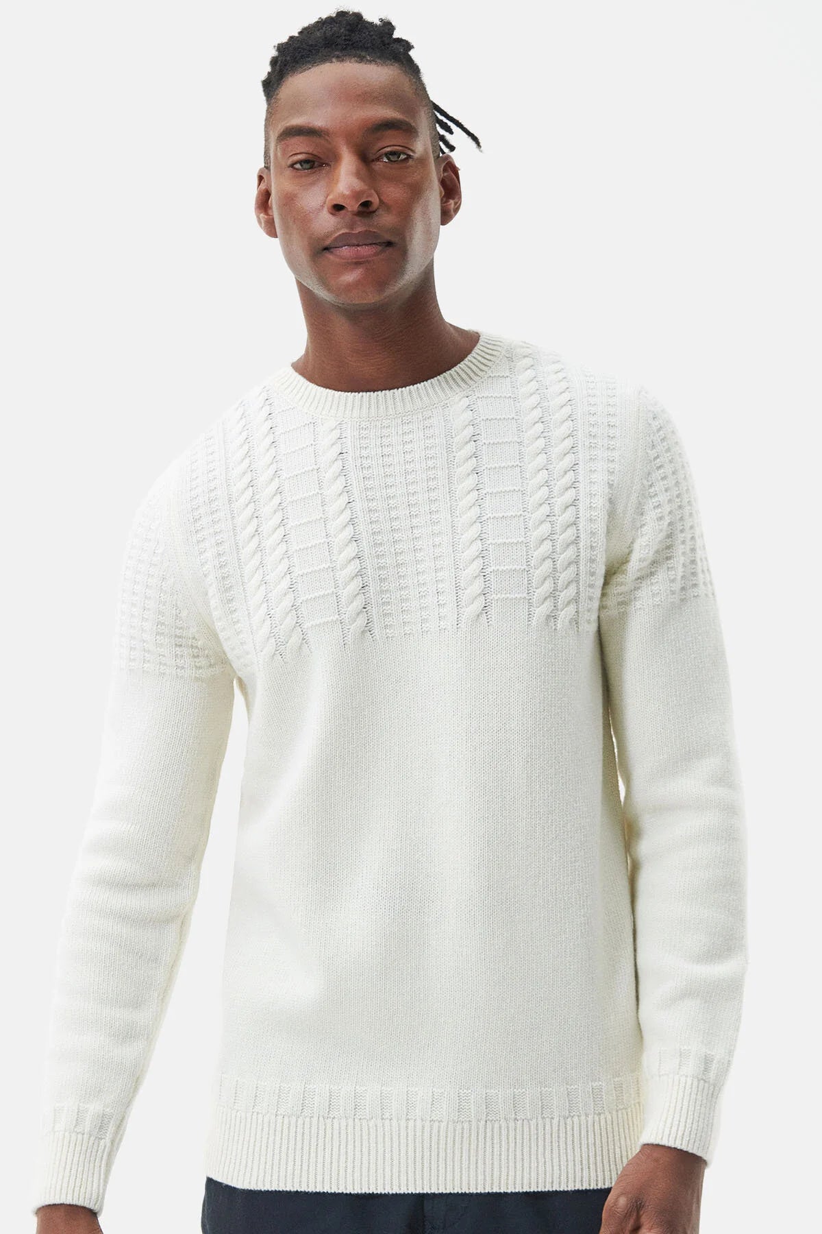 Foremast Knitted Crew Neck Jumper - WHISPER WHITE
