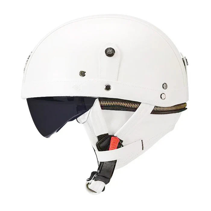 DOT Retro German Style Half Helmet-White-H07