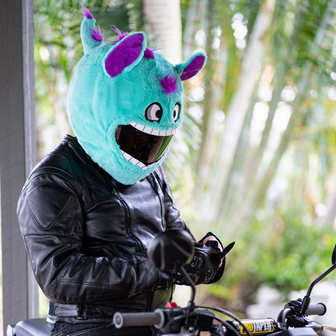 Motorcycle Helmet Cover - Crazy Blue Monster