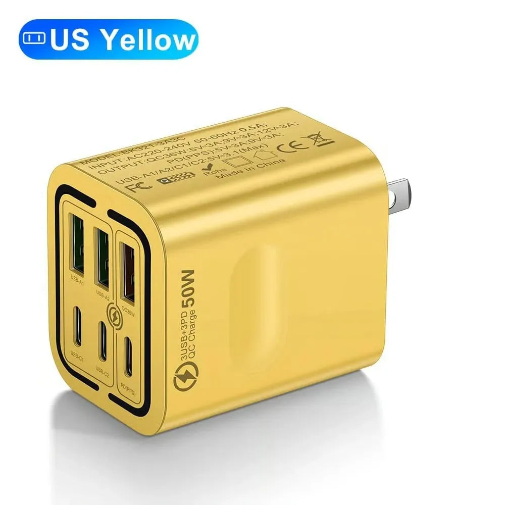 portable multi port charging station 50w 6 port usb c usb a