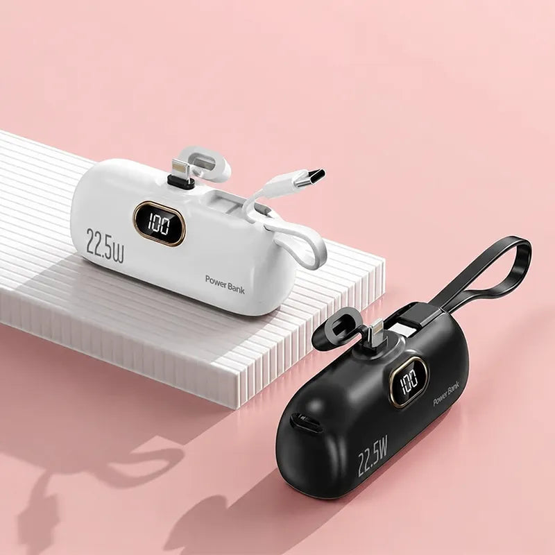 Mini Portable Charger with Built-in Cable