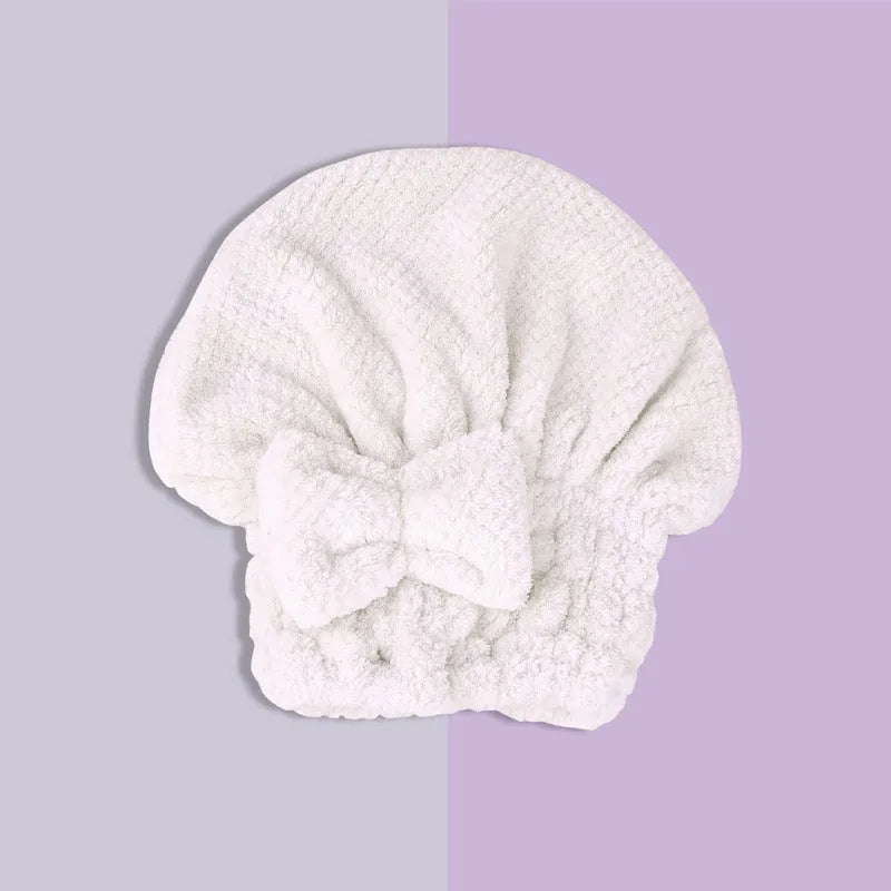 🧢Coral velvet cute bow bath cap